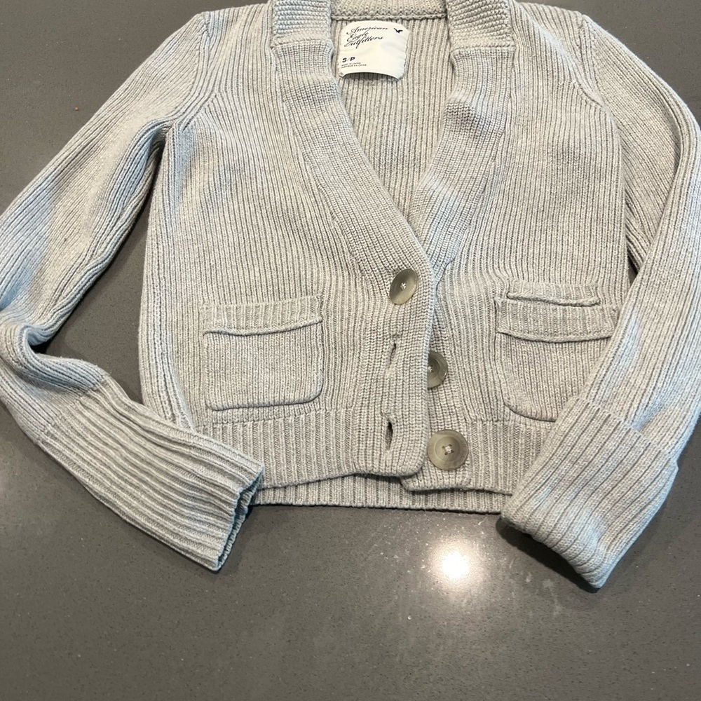 Vintage American eagle sweater Gray Knit Cardigan - Picture 8 of 10